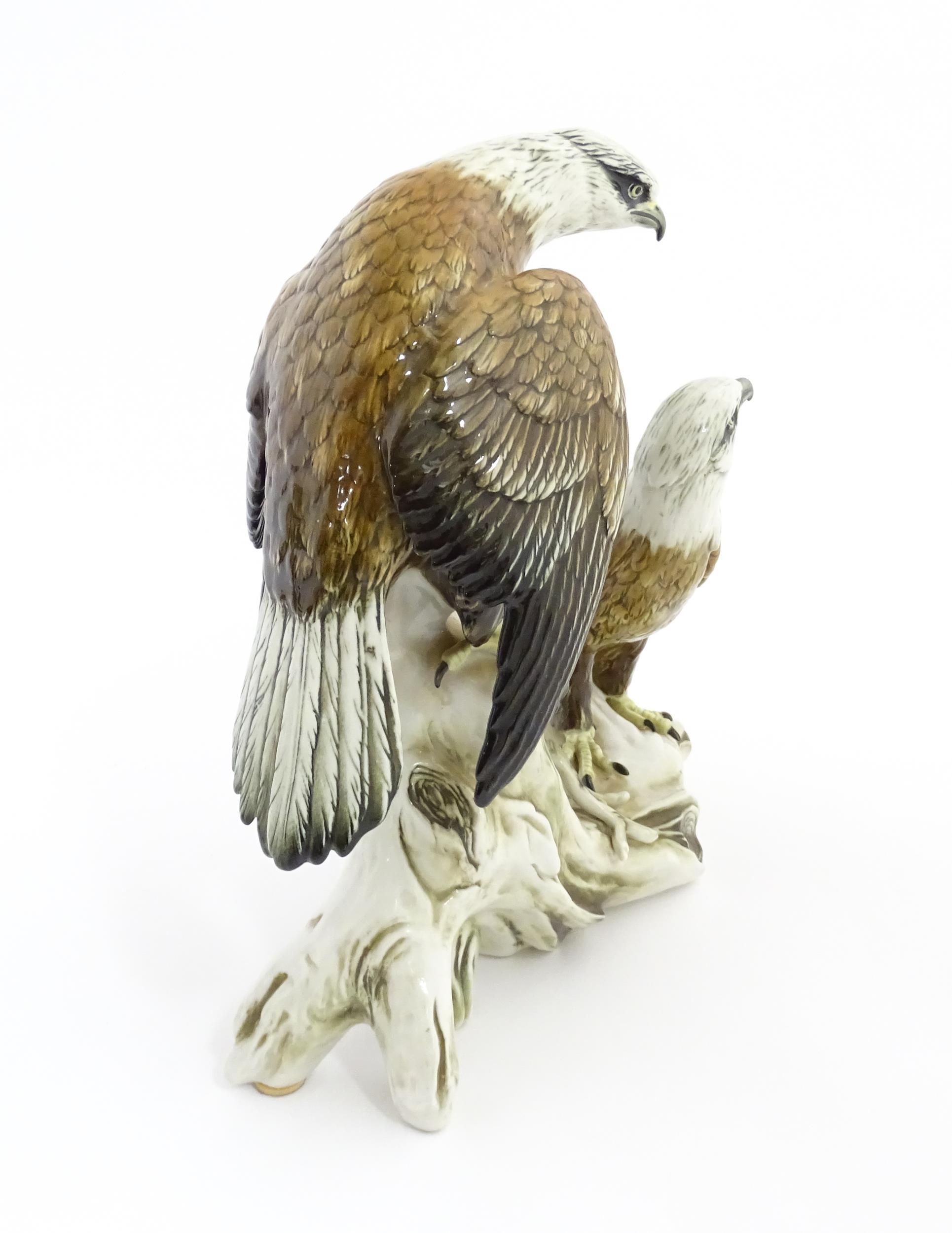 A Karl Ens bird of prey group modelled as two eagles perched on a branch. Marked under with no. - Image 3 of 7