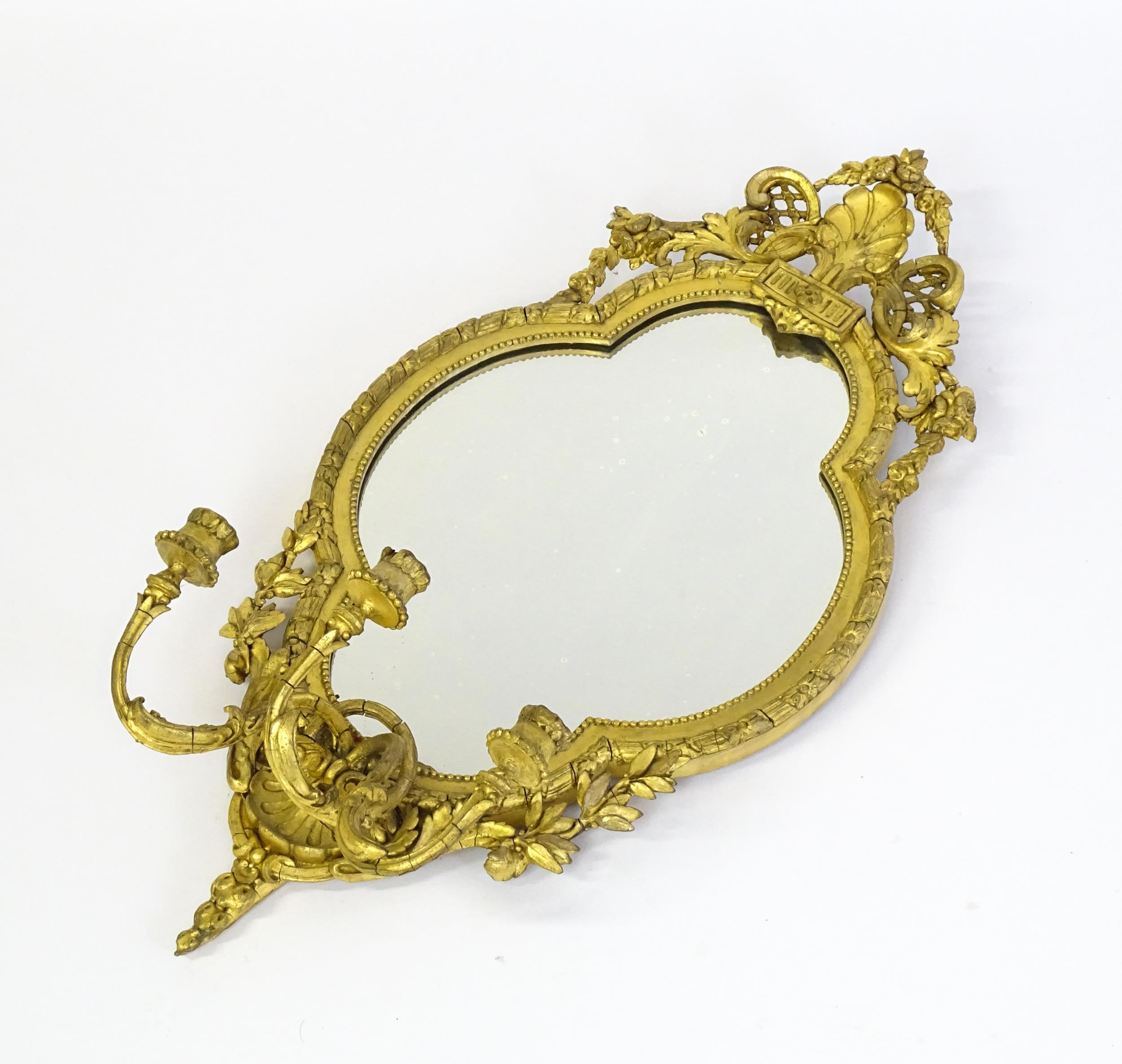 A pair of 19thC giltwood and gesso girandoles with shell motifs, lattice pattern mouldings, fluted - Image 17 of 19