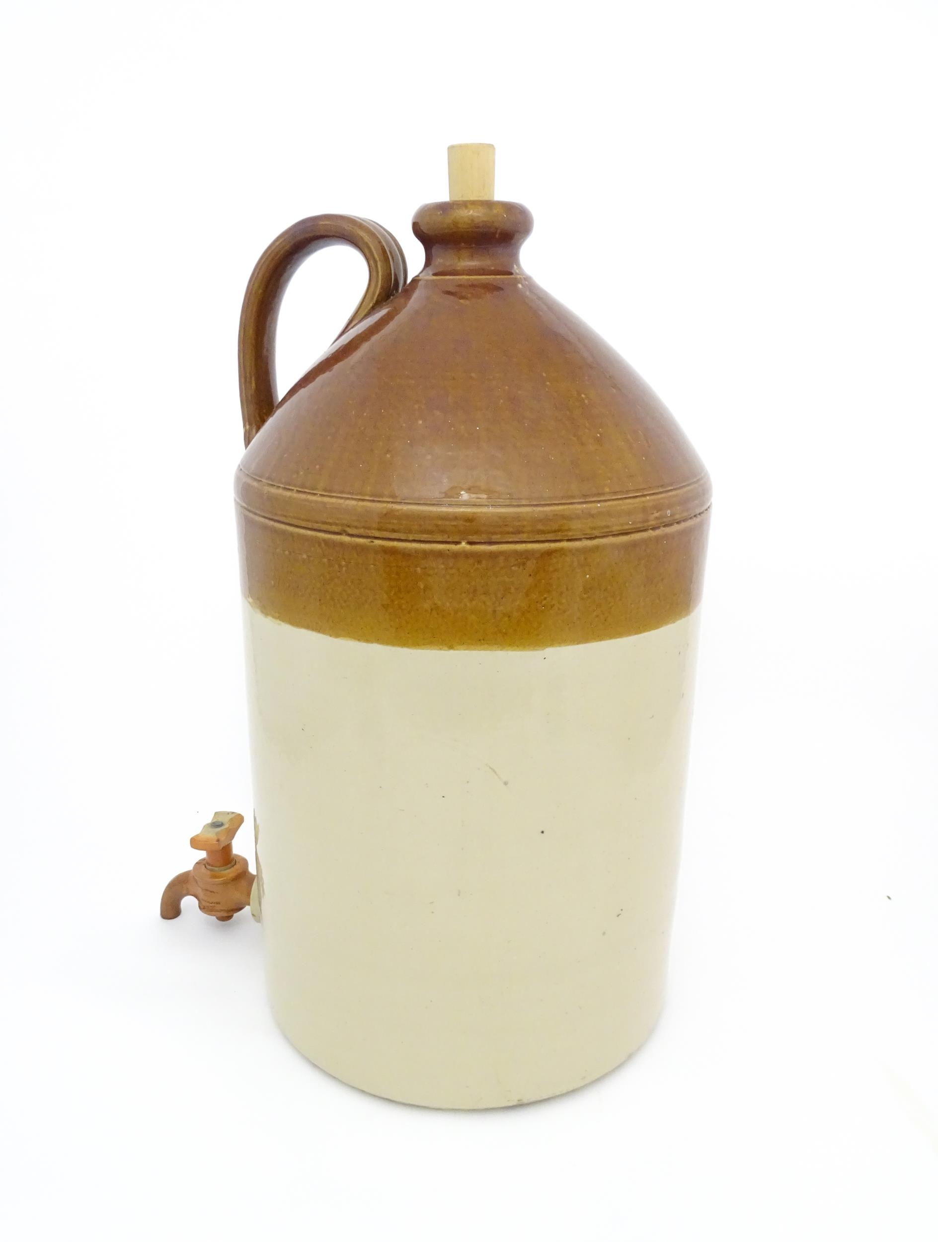 A large Victorian Doulton & Co. Lambeth stoneware two tone cider flagon with Doulton Lambeth - Image 3 of 11