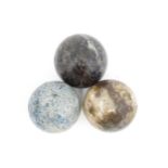 Natural History / Geology Interest: Three polished hardstone specimen spheres to include a