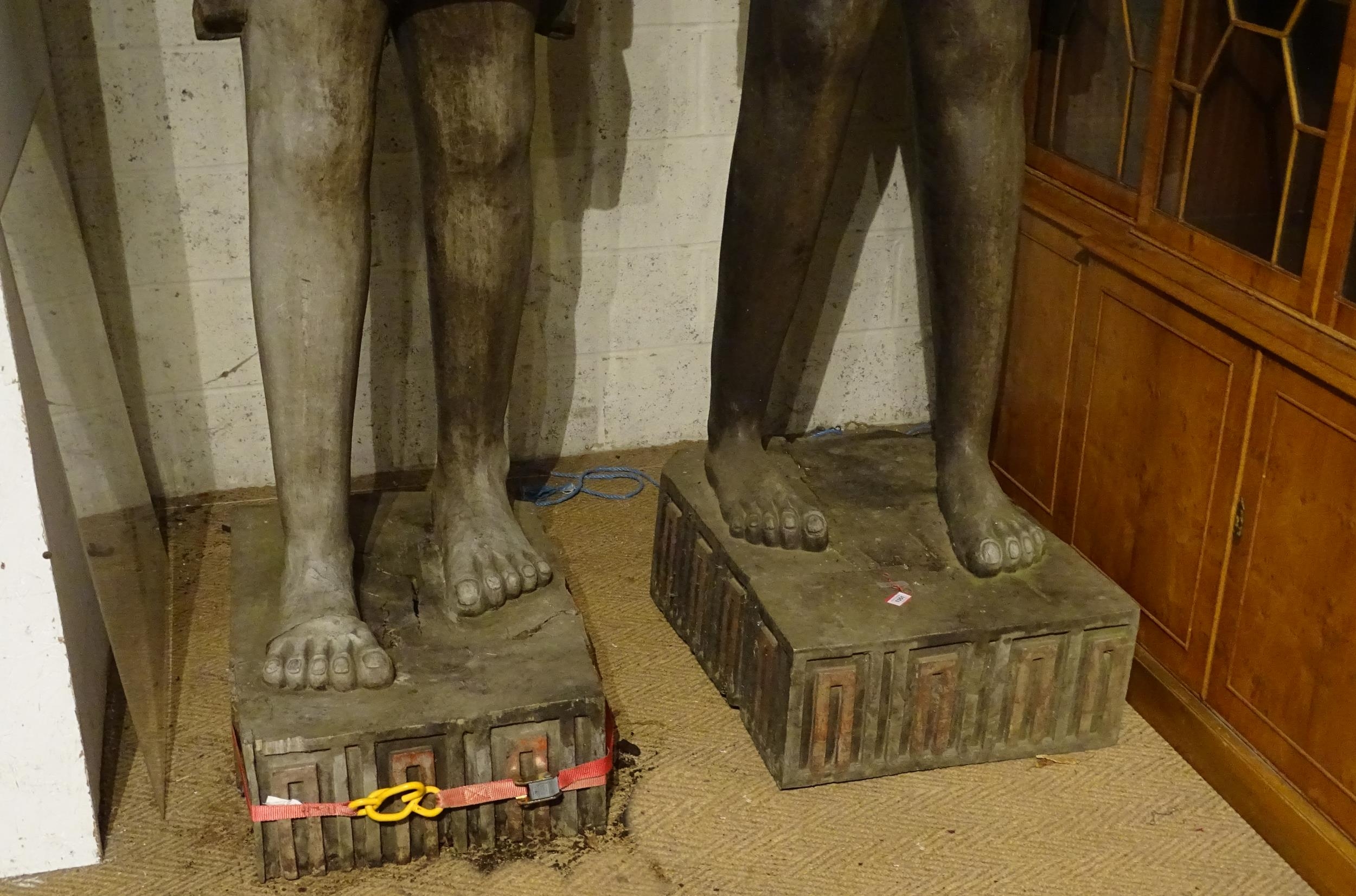 A pair of very large 20thC carved wooden standing Anubis / Ancient Egyptian dog god statues with - Image 33 of 52