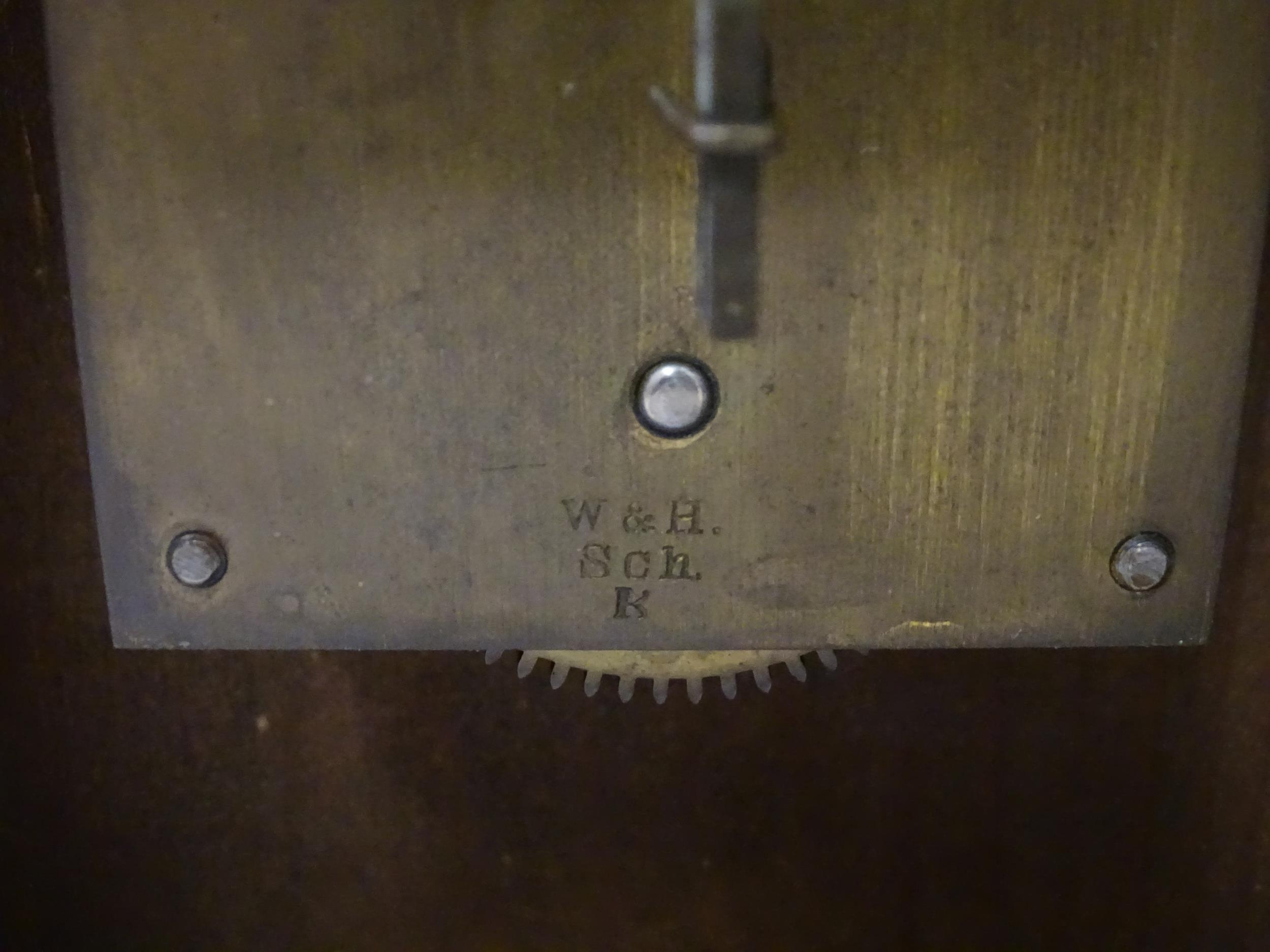 A 20thC oak cased mantle clock bearing label for Camerer, Kuss & Co. Approx. 9 1/4" high Please Note - Image 10 of 13