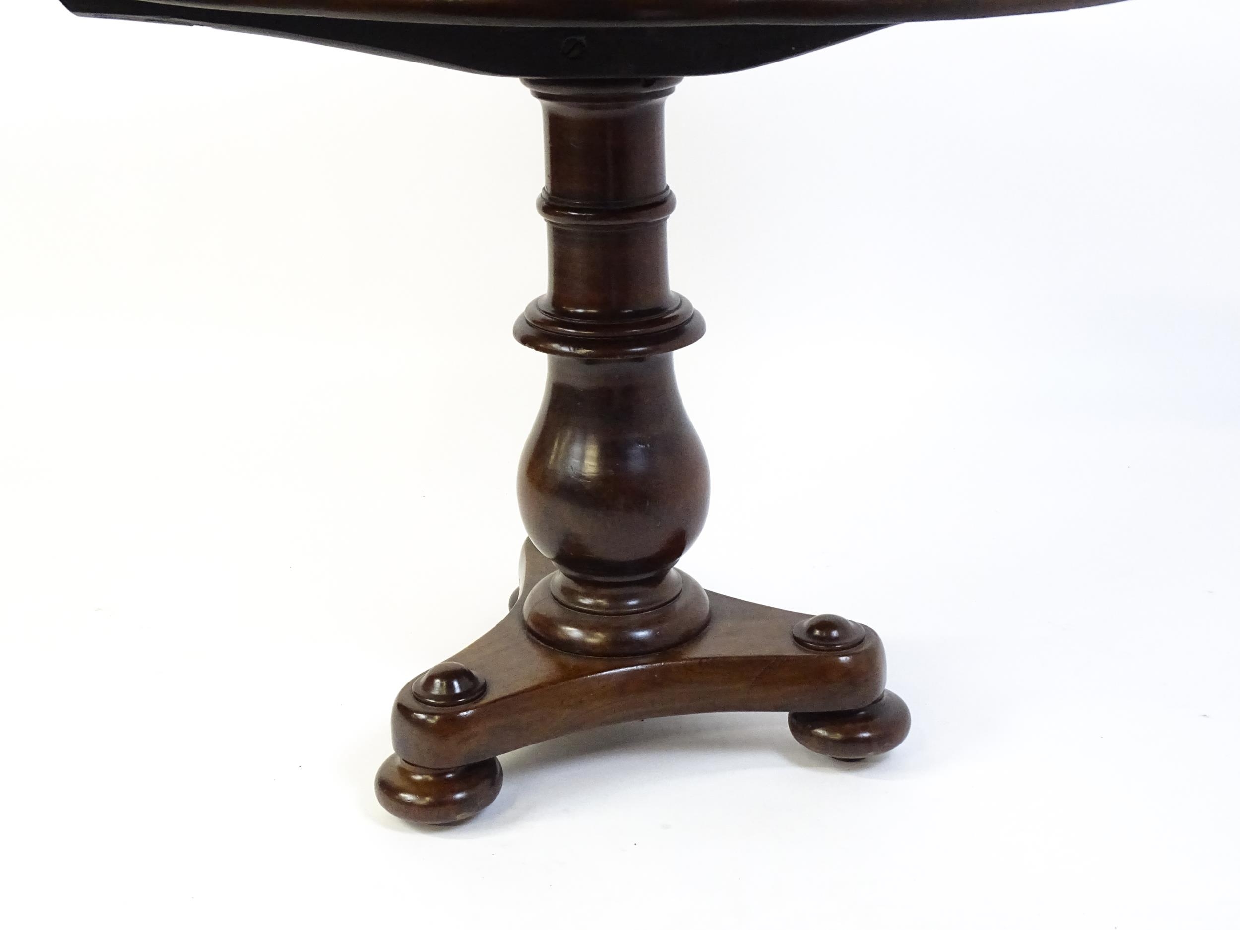 A late 19thC occasional table with a circular top above a turned pedestal and shaped base raised - Image 7 of 7