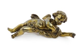 A 20thC cast model of a winged putto / cherub. Approx. 11" long Please Note - we do not make