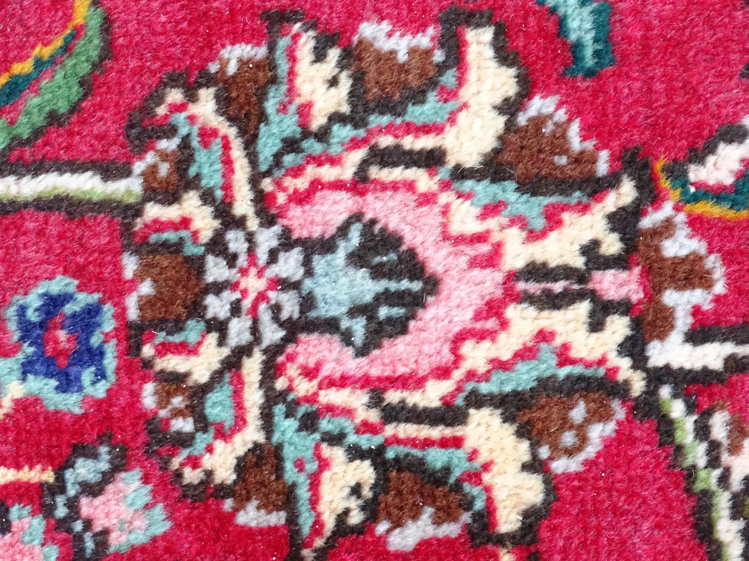 Carpet / Rug: A North West Persian Tabriz carpet the red ground with central cream and blue - Image 11 of 11