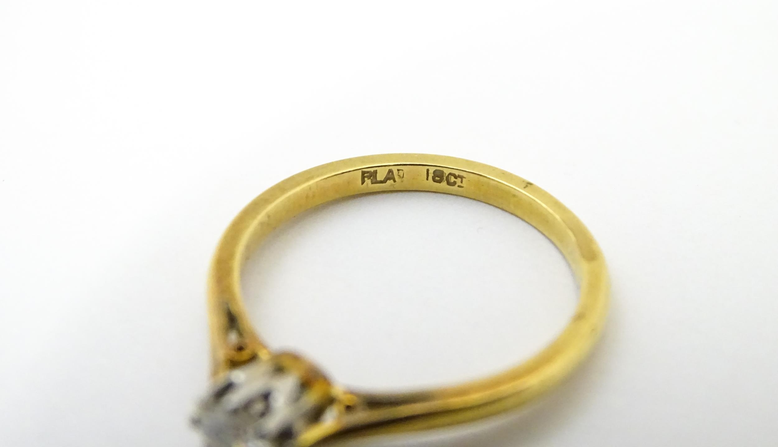 An 18ct gold ring set with diamond solitaire. Ring size approx. M 1/2 Please Note - we do not make - Image 4 of 7