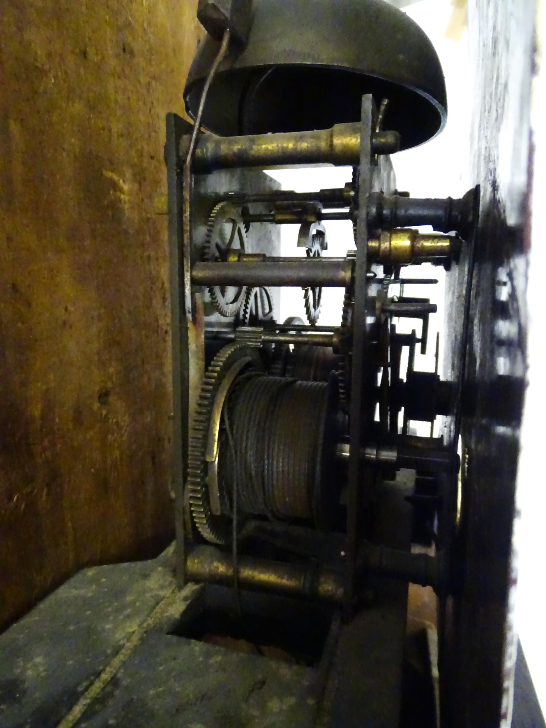 A 19thC oak cased 8-day longcase clock. The painted arch dial signed Foster Guildford. The case with - Image 6 of 10