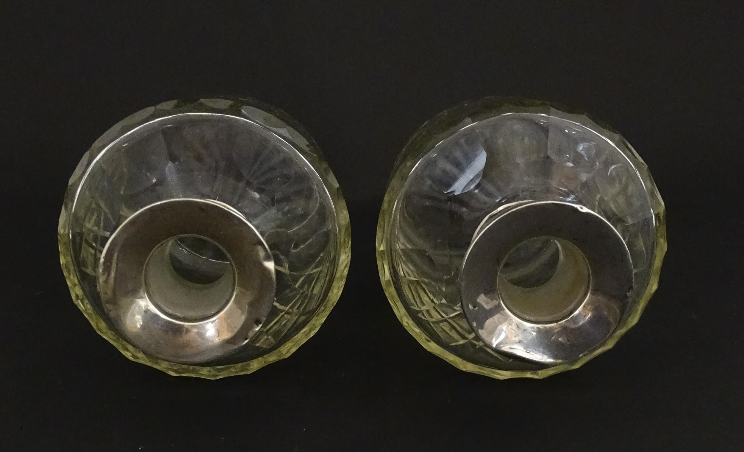 Two glass flasks formed as small cut glass decanters with Argentinian .925 silver mounts. Approx. 8" - Image 9 of 10