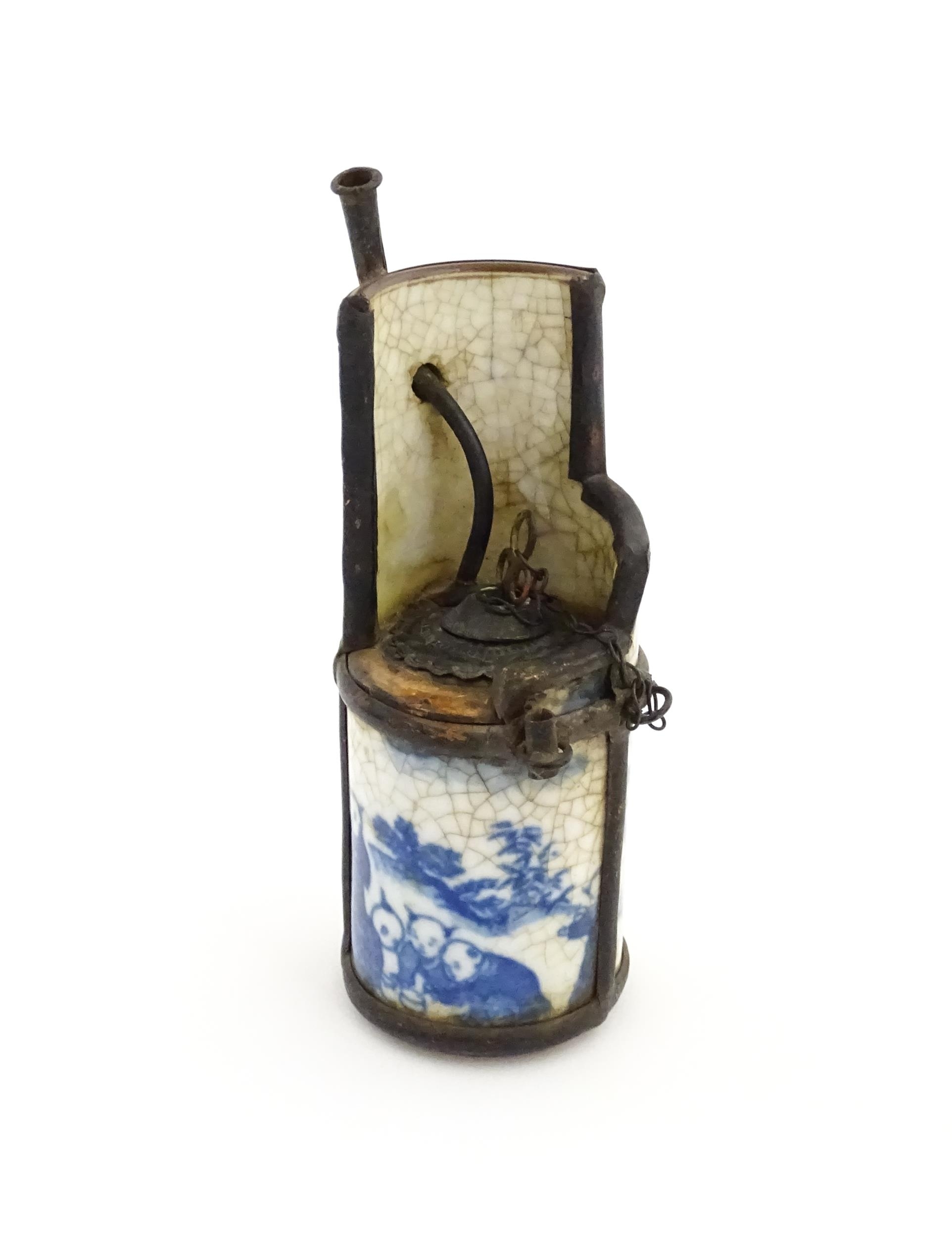 Three Chinese items comprising a cricket box decorated with a figure, flowers and Character - Image 8 of 27