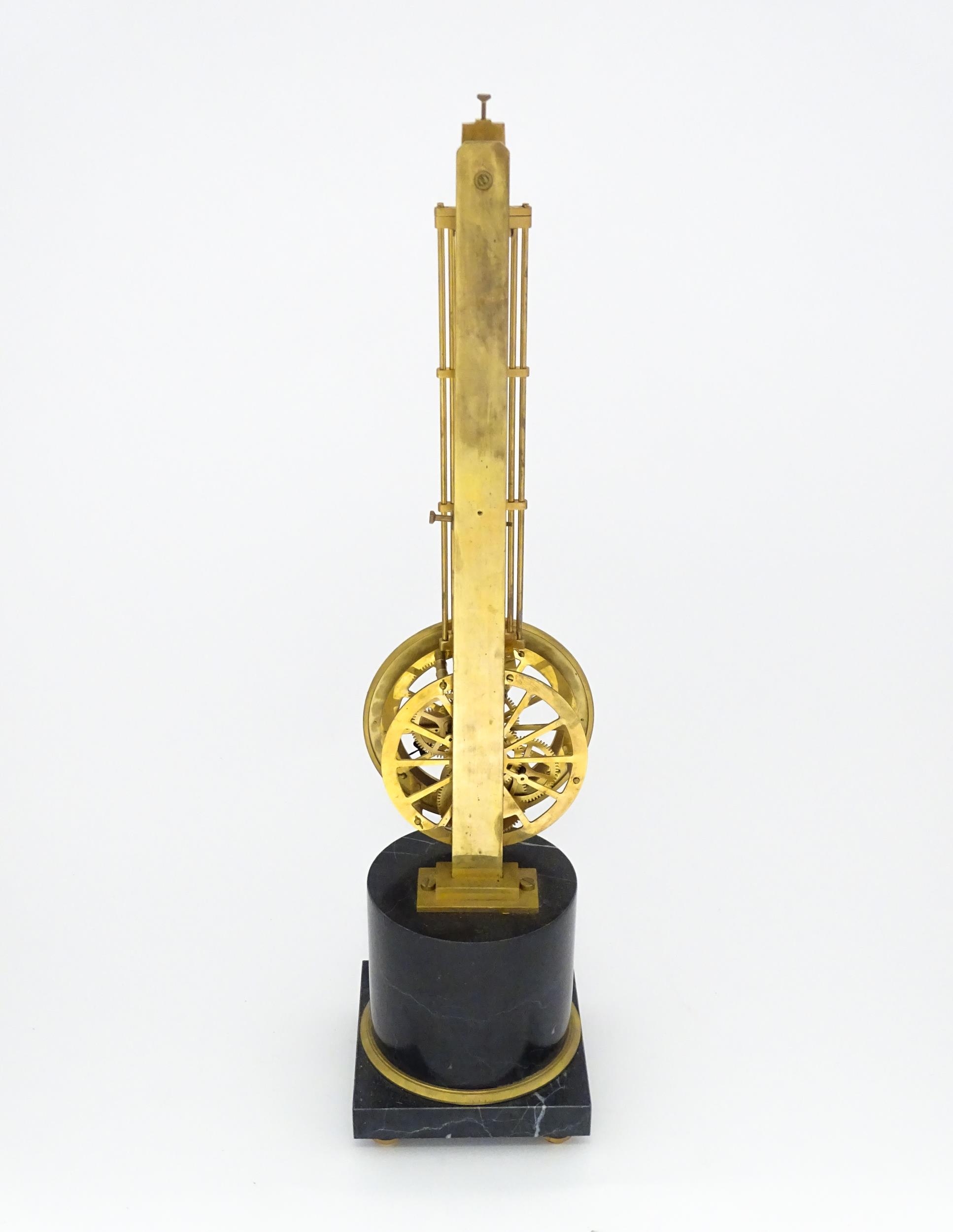 A late 20thC replica of a French swinging pendulum clock / timepiece with skeleton movement, - Image 2 of 8