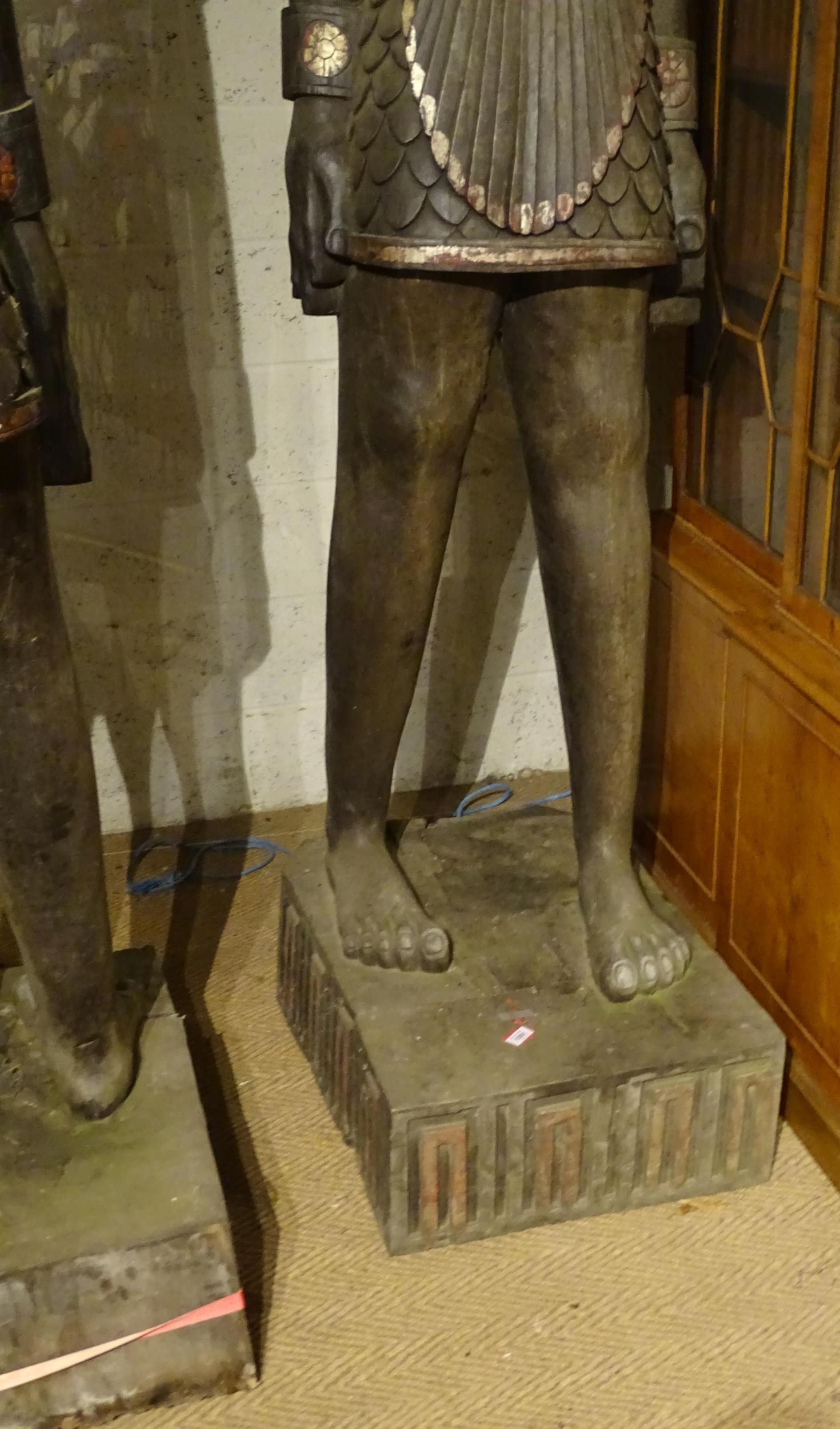 A pair of very large 20thC carved wooden standing Anubis / Ancient Egyptian dog god statues with - Image 25 of 52