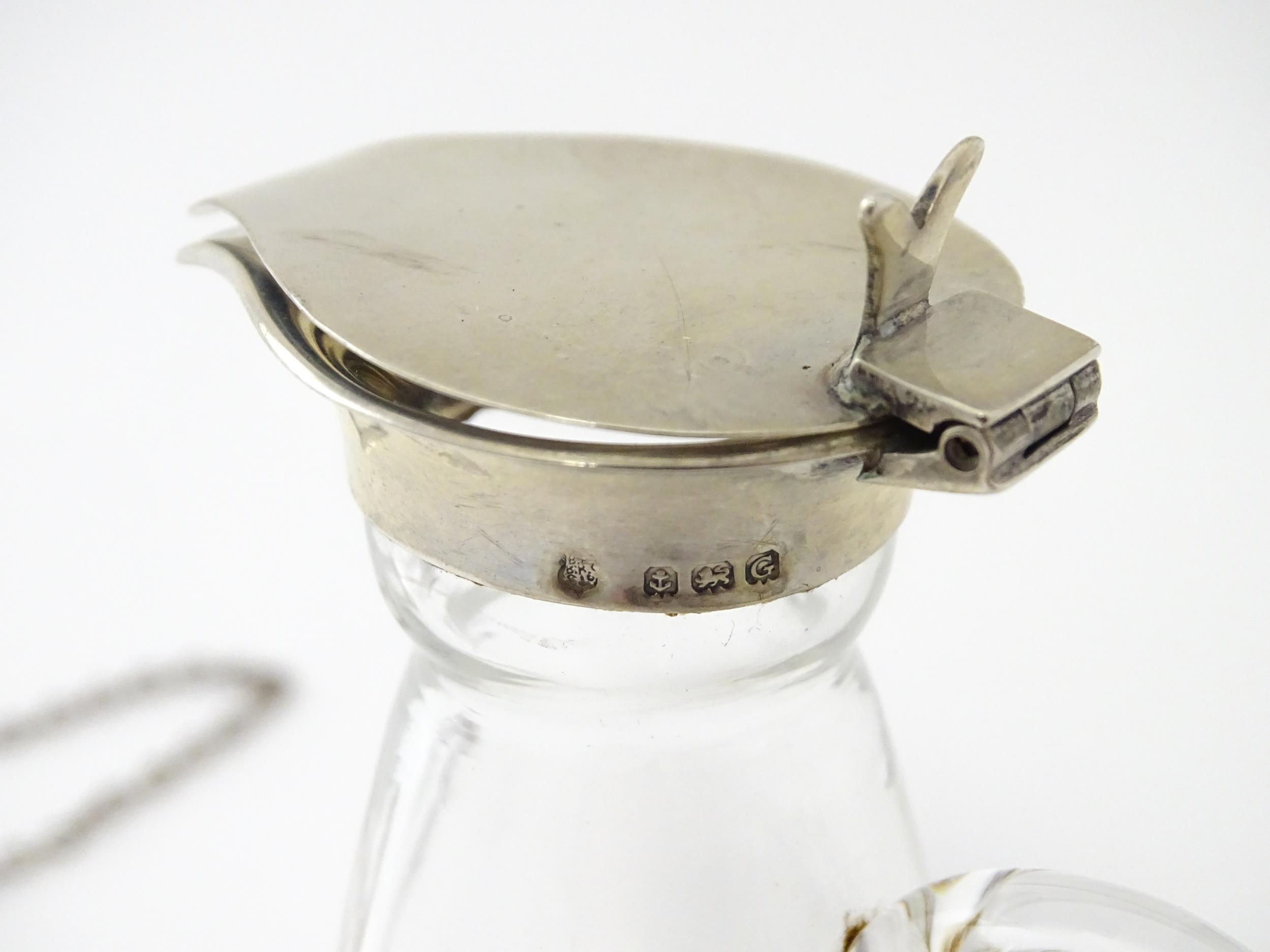 A glass whisky water noggin / jug with silver lid, hallmarked Birmingham 1931. Together with - Image 8 of 13