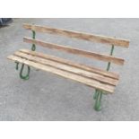 Garden & Architectural : a Coalbrookdale style cast iron and oak slatted garden bench, the