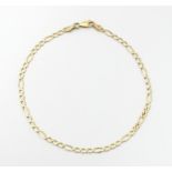 A 9ct gold anklet / large bracelet. Approx 9" long Please Note - we do not make reference to the