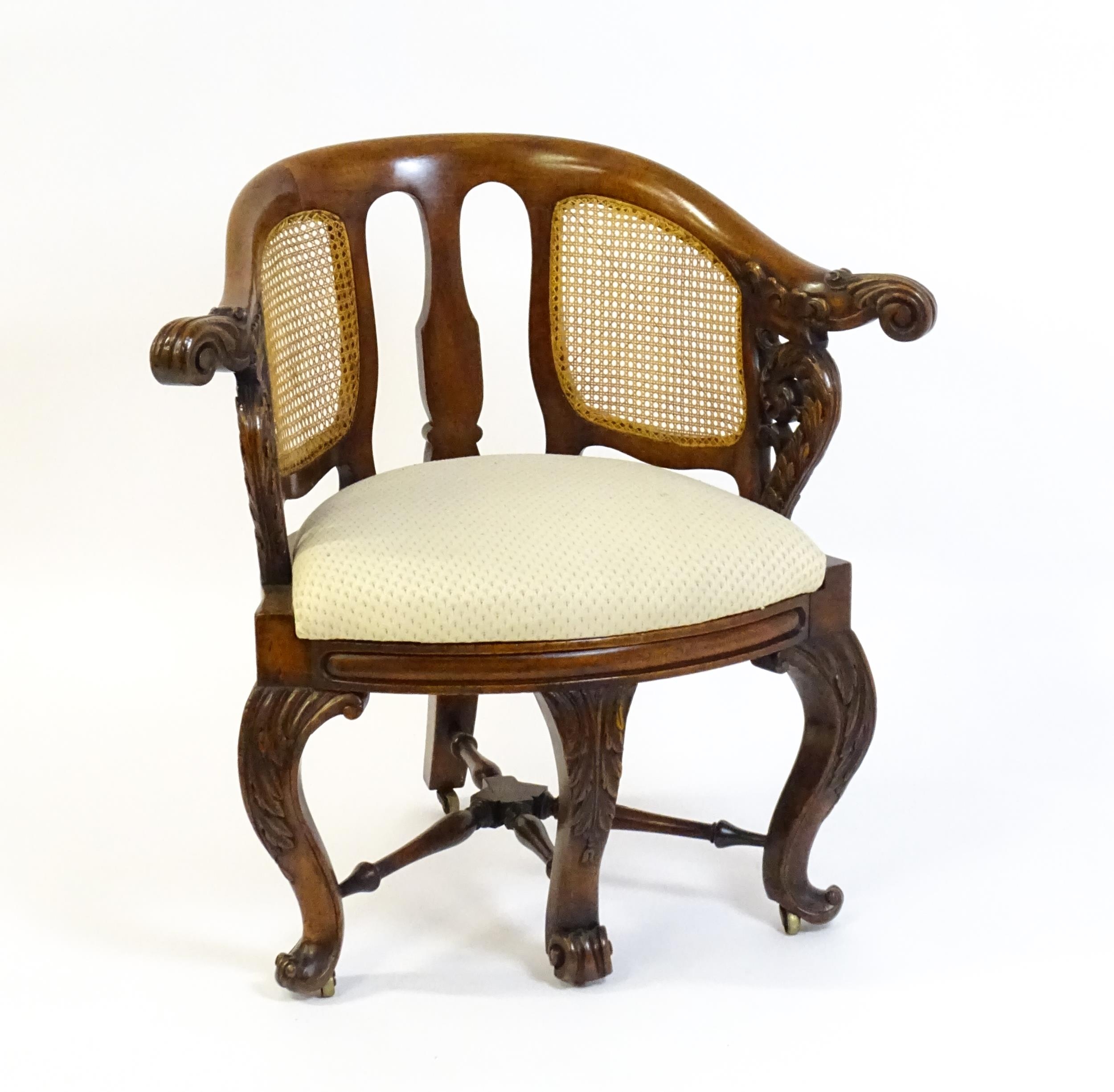 A mid 19thC mahogany Burgermeister chair, this continental chair having a bowed backrest terminating - Image 2 of 9