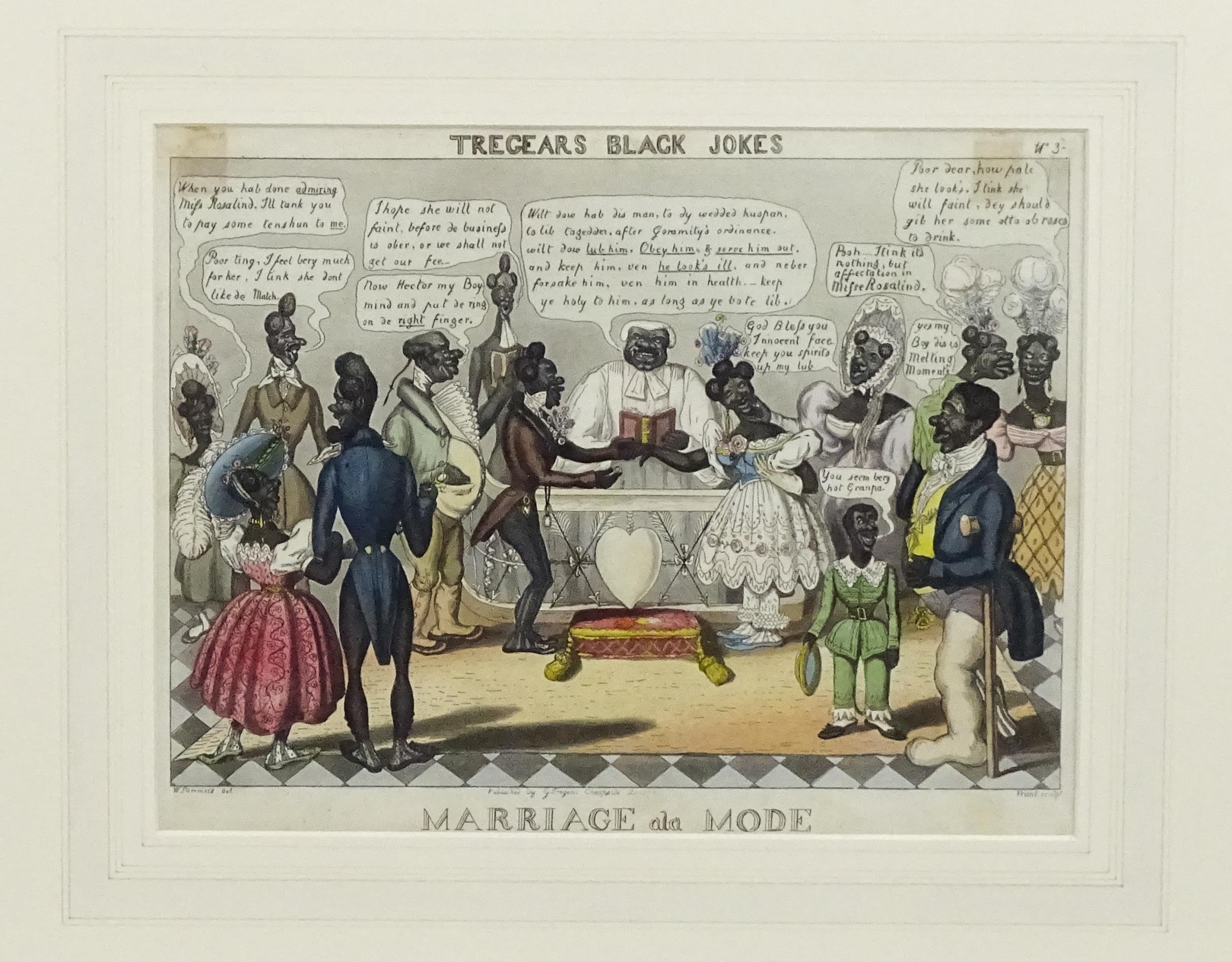 Charles Hunt after William Summers, 19th century, Satirical etching with aquatint, Marriage a la - Image 3 of 6