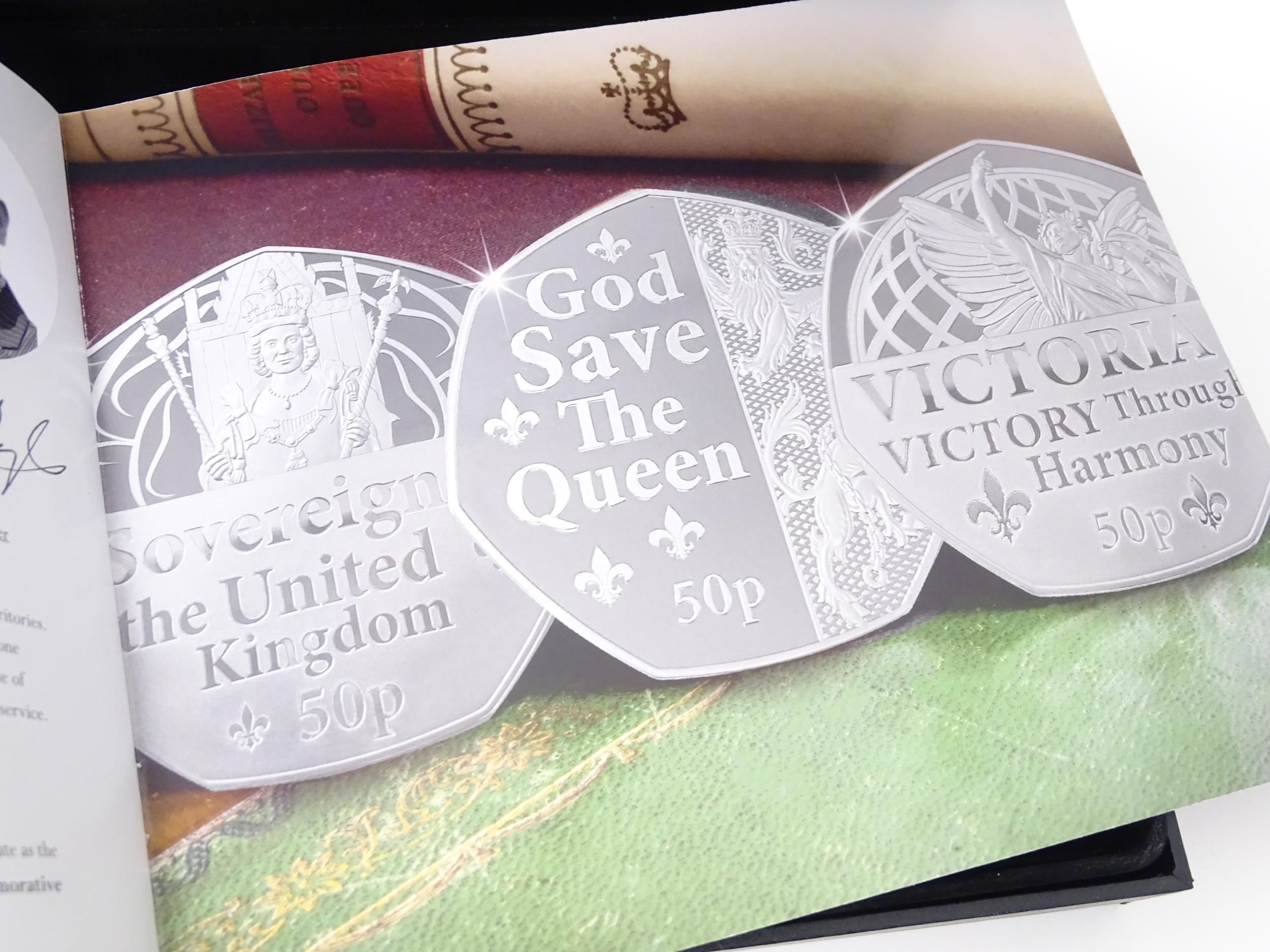 Coins : a cased Royal Mint Queen Elizabeth II Platinum Jubilee (1952-2002) silver 1oz 50p Datestruck - Image 2 of 10