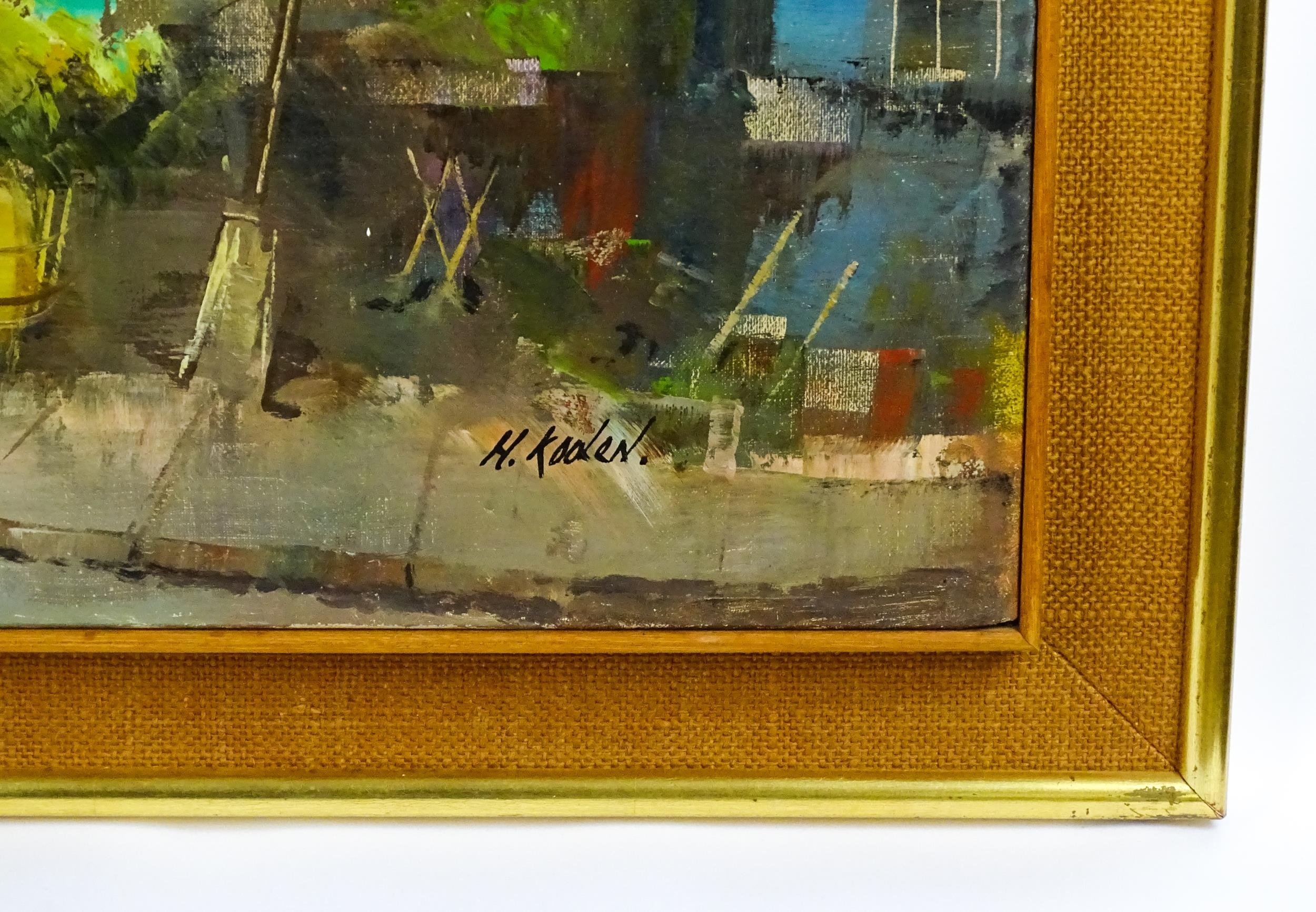 Harry Koolen (1904-1985), Dutch School, Oil on canvas, A Continental street scene with figures. - Image 4 of 4
