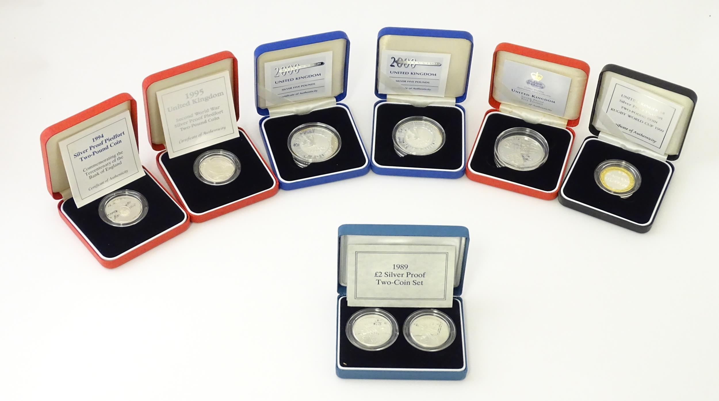 Collectors Coins: A quantity of silver collectors coins to include Silver Proof Piedfort Two Pound / - Image 3 of 8