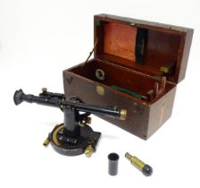 Militaria : a cased c1917 Telescope Director No.5 Mk1 artillery gun sight, with blacked finish,