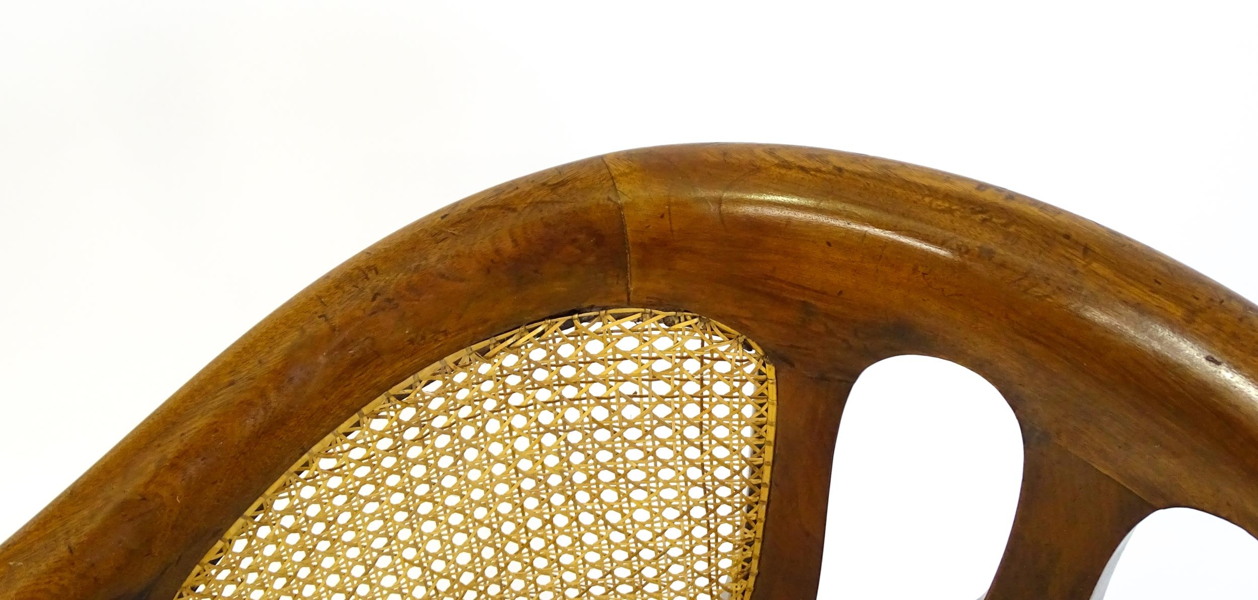 A mid 19thC mahogany Burgermeister chair, this continental chair having a bowed backrest terminating - Image 8 of 9