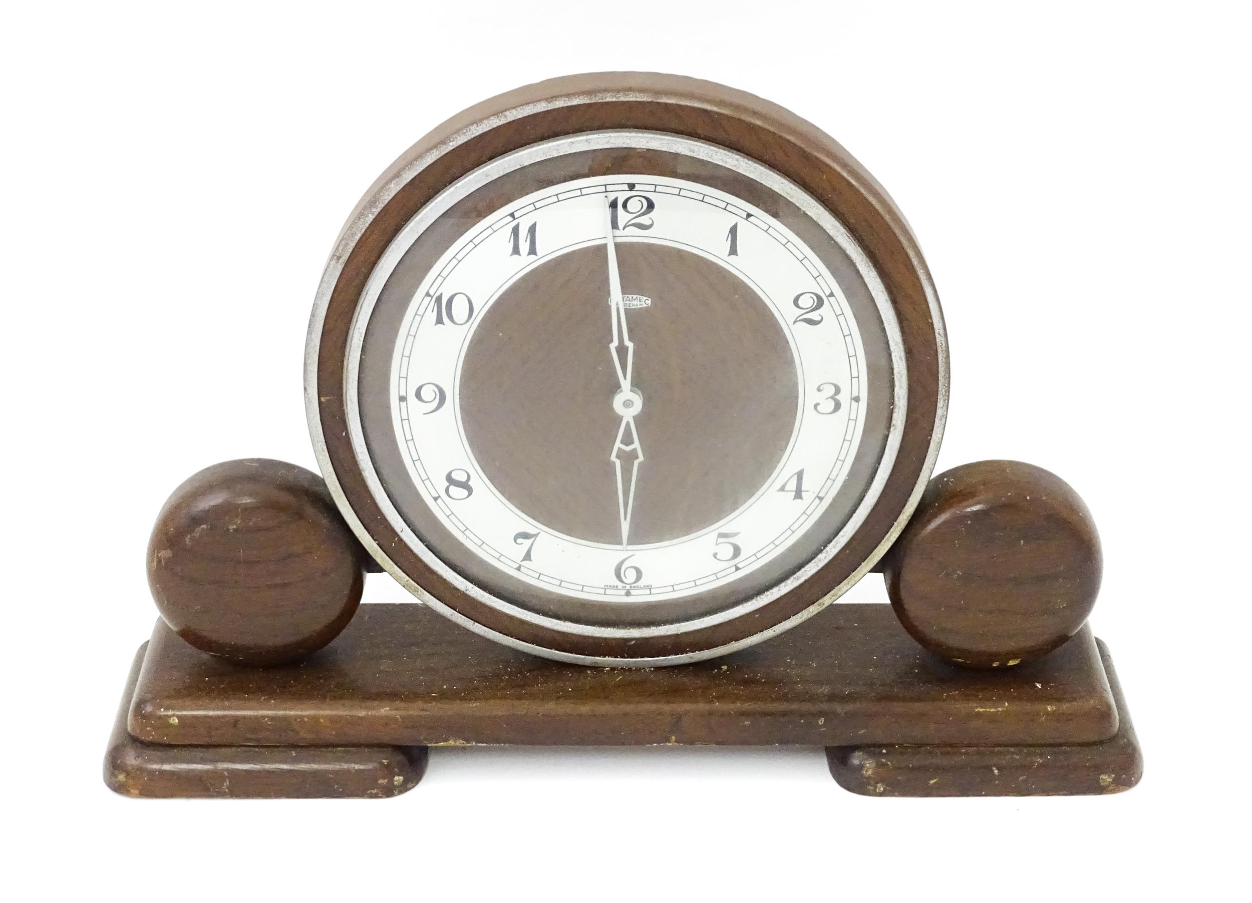 An Art Deco Metamec Dereham mantle clock. Approx. 8" high Please Note - we do not make reference - Image 2 of 7