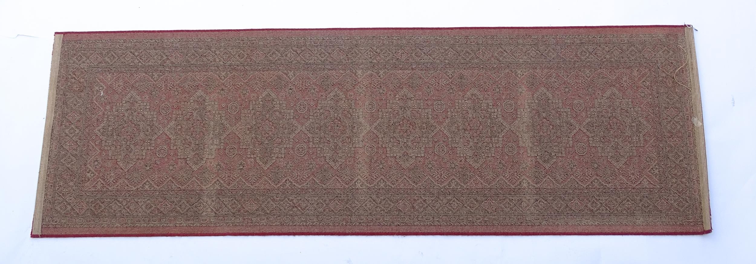 Carpet / Rug : A red ground runner with repeating motifs to centre, bordered by geometric banding. - Image 2 of 8