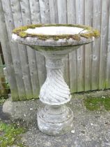 Garden & Architectural : a reconstituted stone bird bath, with figural column, standing approx 37"