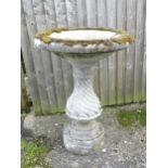 Garden & Architectural : a reconstituted stone bird bath, with figural column, standing approx 37"