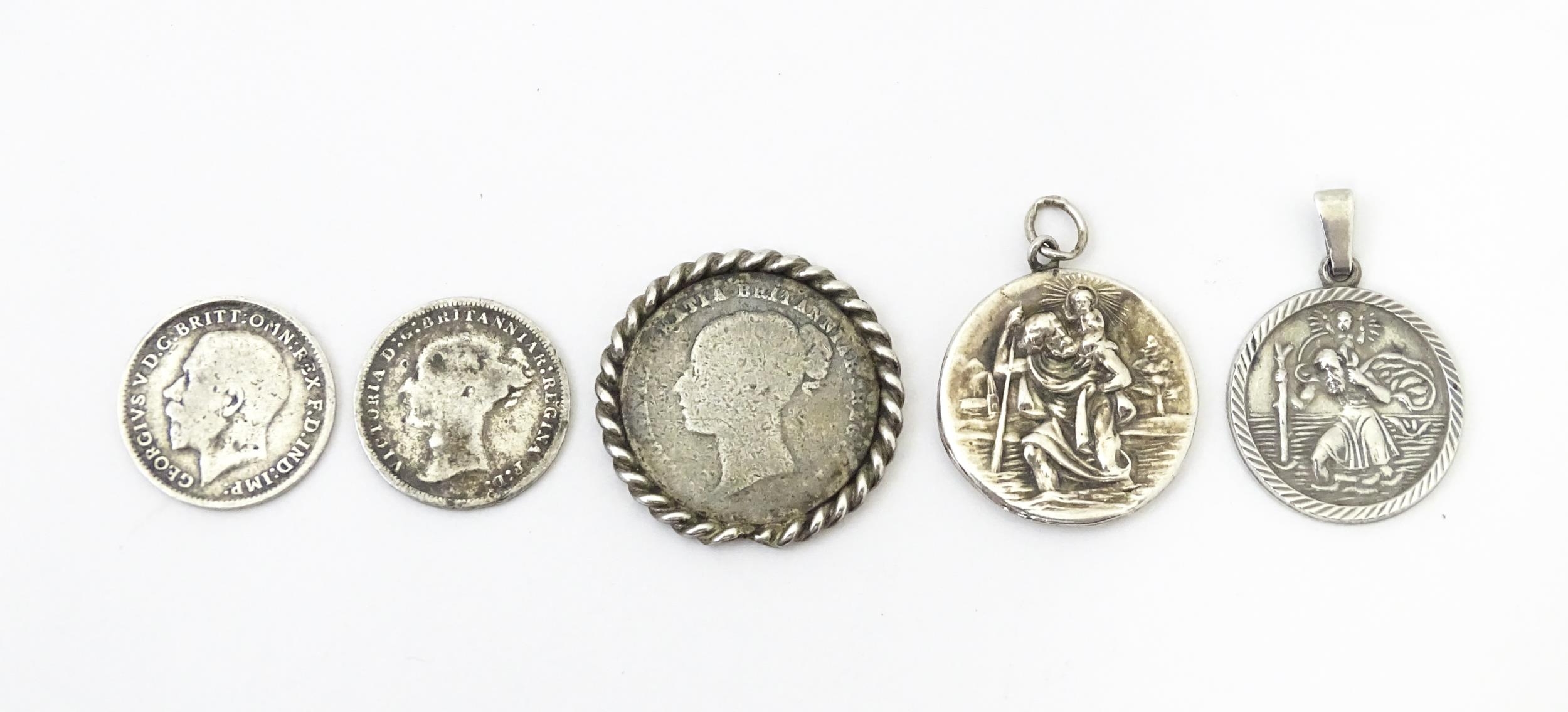 Assorted items to include two silver St Christopher pendants, one of double sided form with St - Image 7 of 7