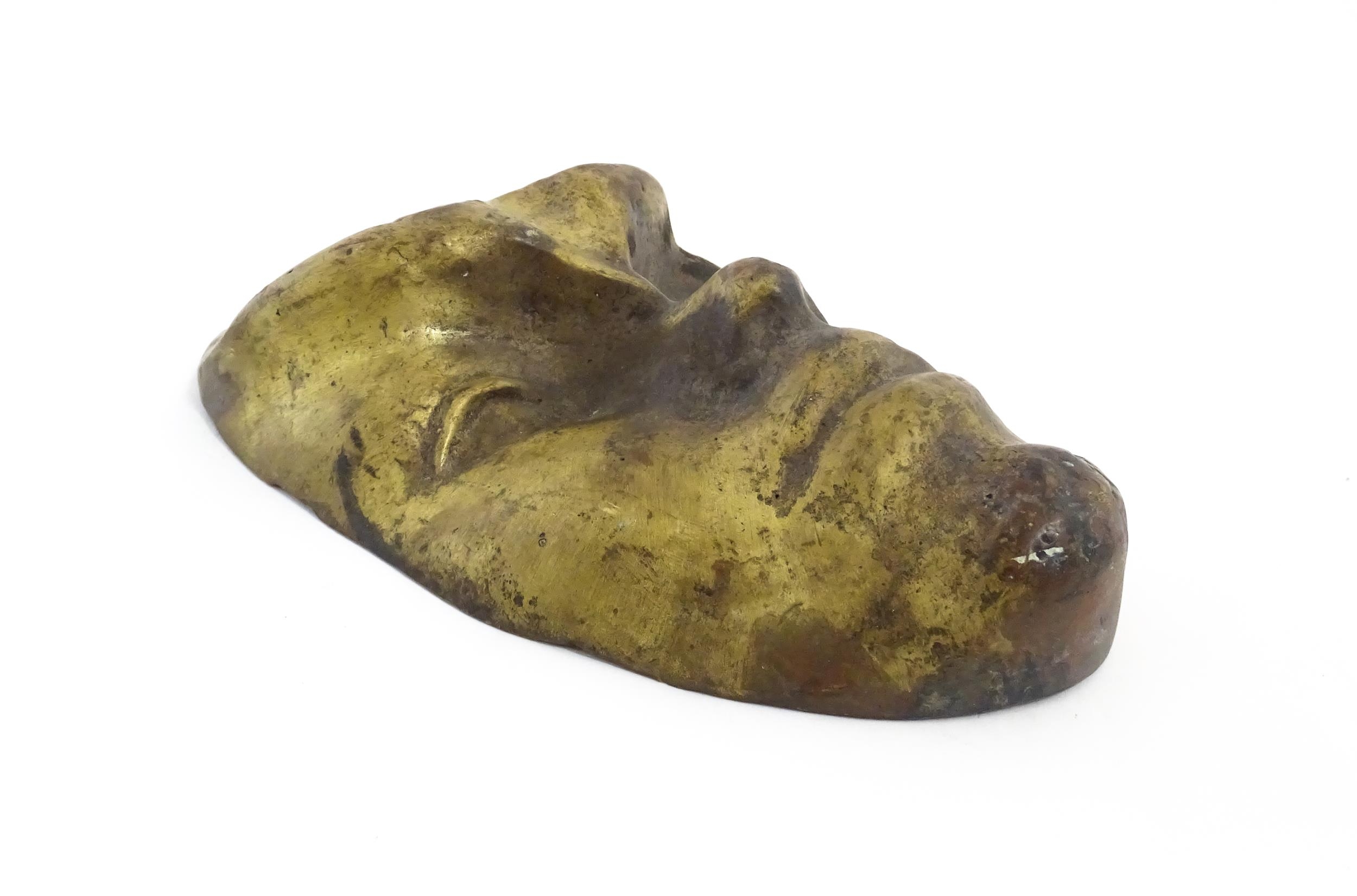 A 20thC bronze mask / plaque modelled as a face. Approx. 7 1/2" long Please Note - we do not make - Image 7 of 7