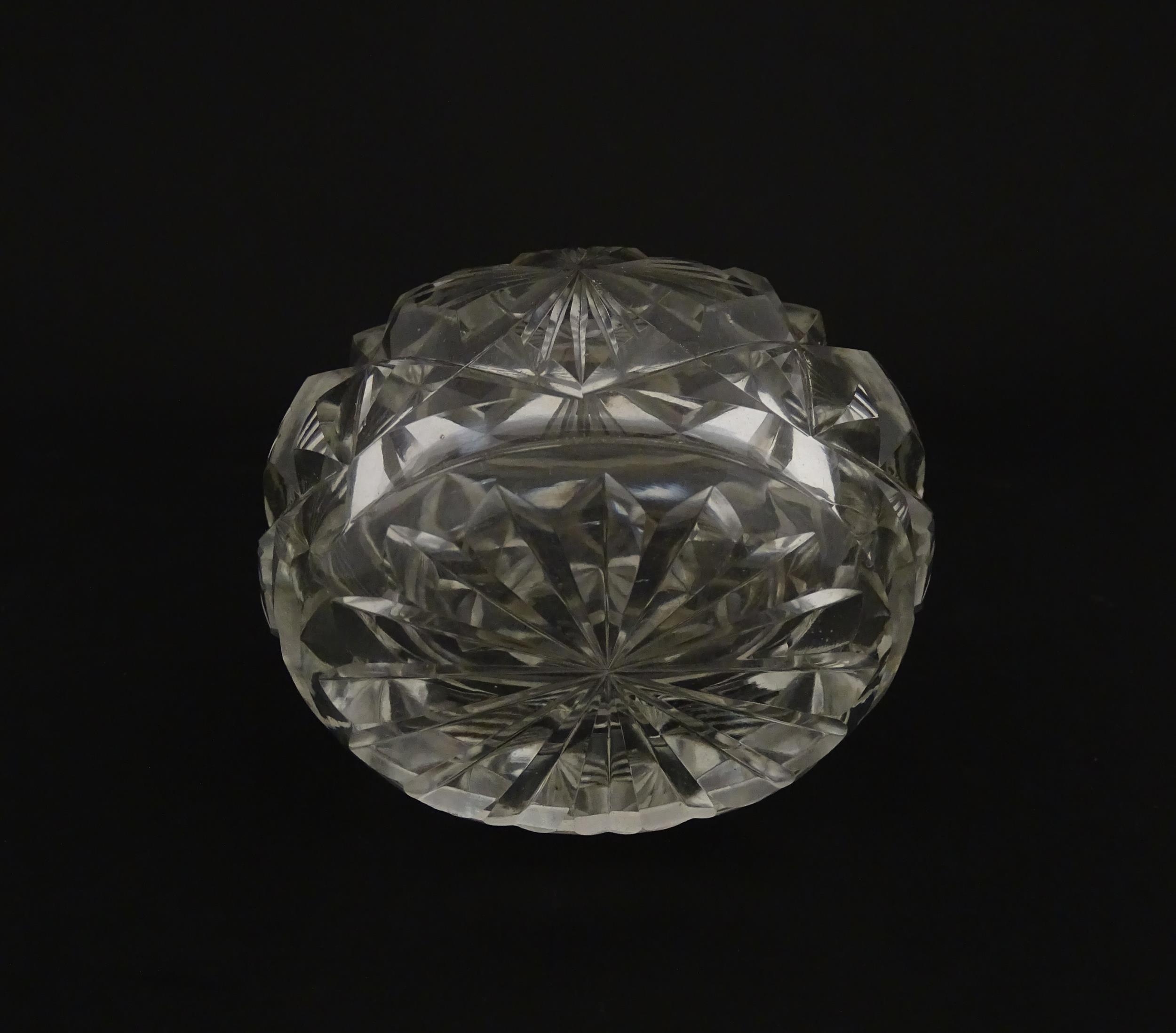 A cut glass scent / perfume bottle with silver top hallmarked London C.1933 . Approx. 5 1/4" high - Image 7 of 8