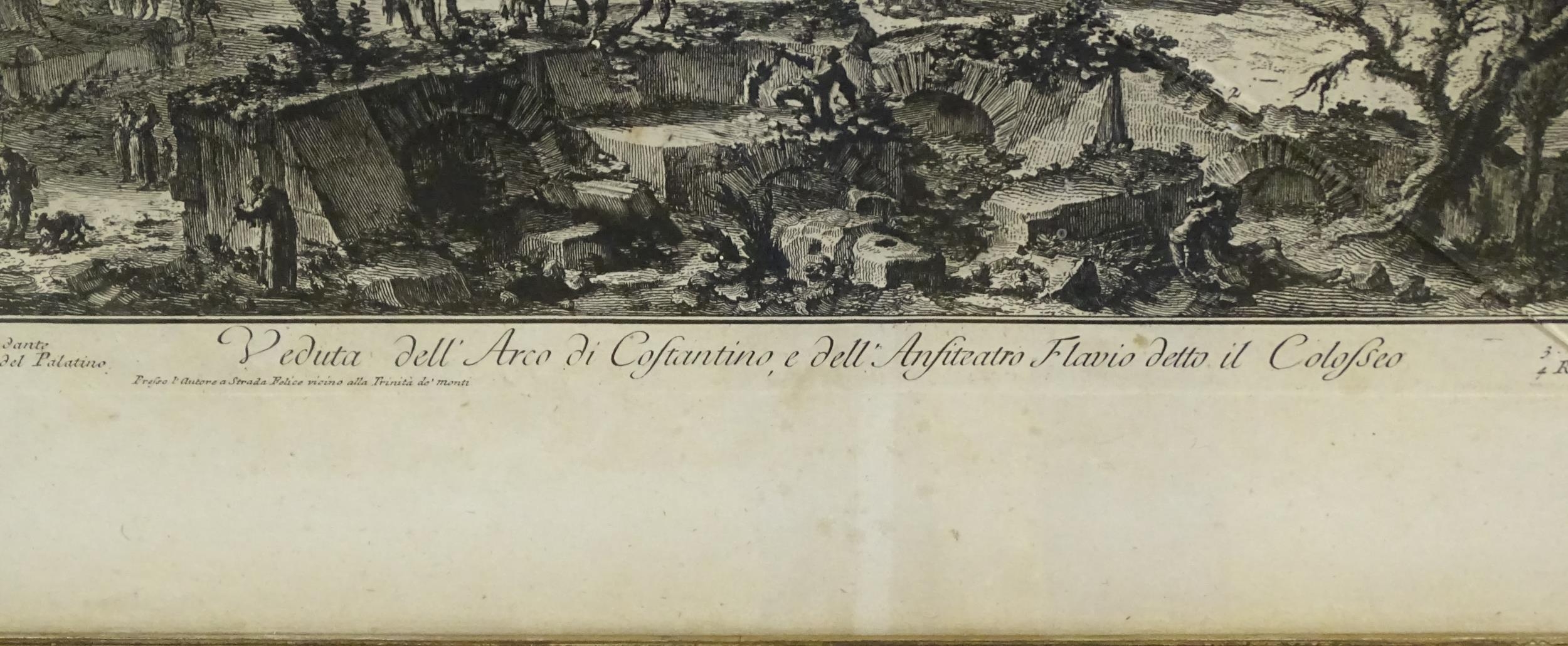 After Giovanni Battista Piranesi (1720-1788), Etching, Veduta dell' Arco di Costantino, e dell' - Image 6 of 6