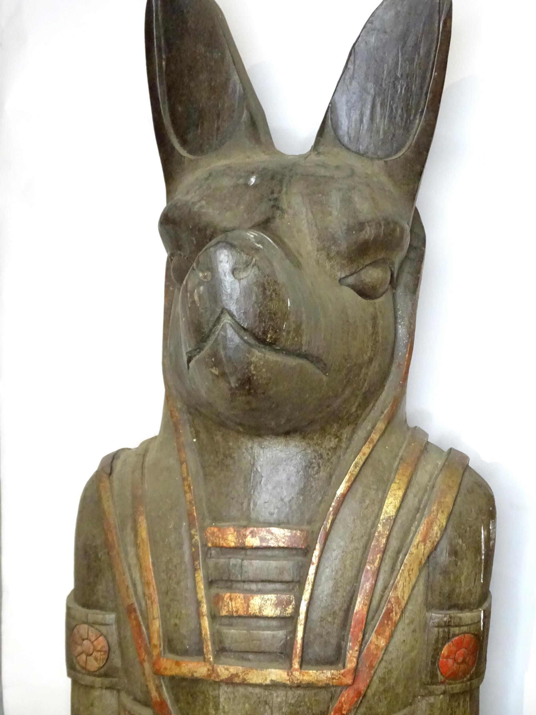 A pair of very large 20thC carved wooden standing Anubis / Ancient Egyptian dog god statues with - Image 10 of 52