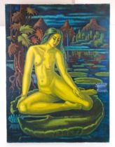 Richard Turner / Turneramon (1940-2013), Oil on canvas, Lilypad, A seated female nude with water