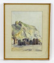 Vera Huntriss (nee Gollop), 20th century, Watercolour, Fisherman's Beach, Hastings, Sussex. Signed