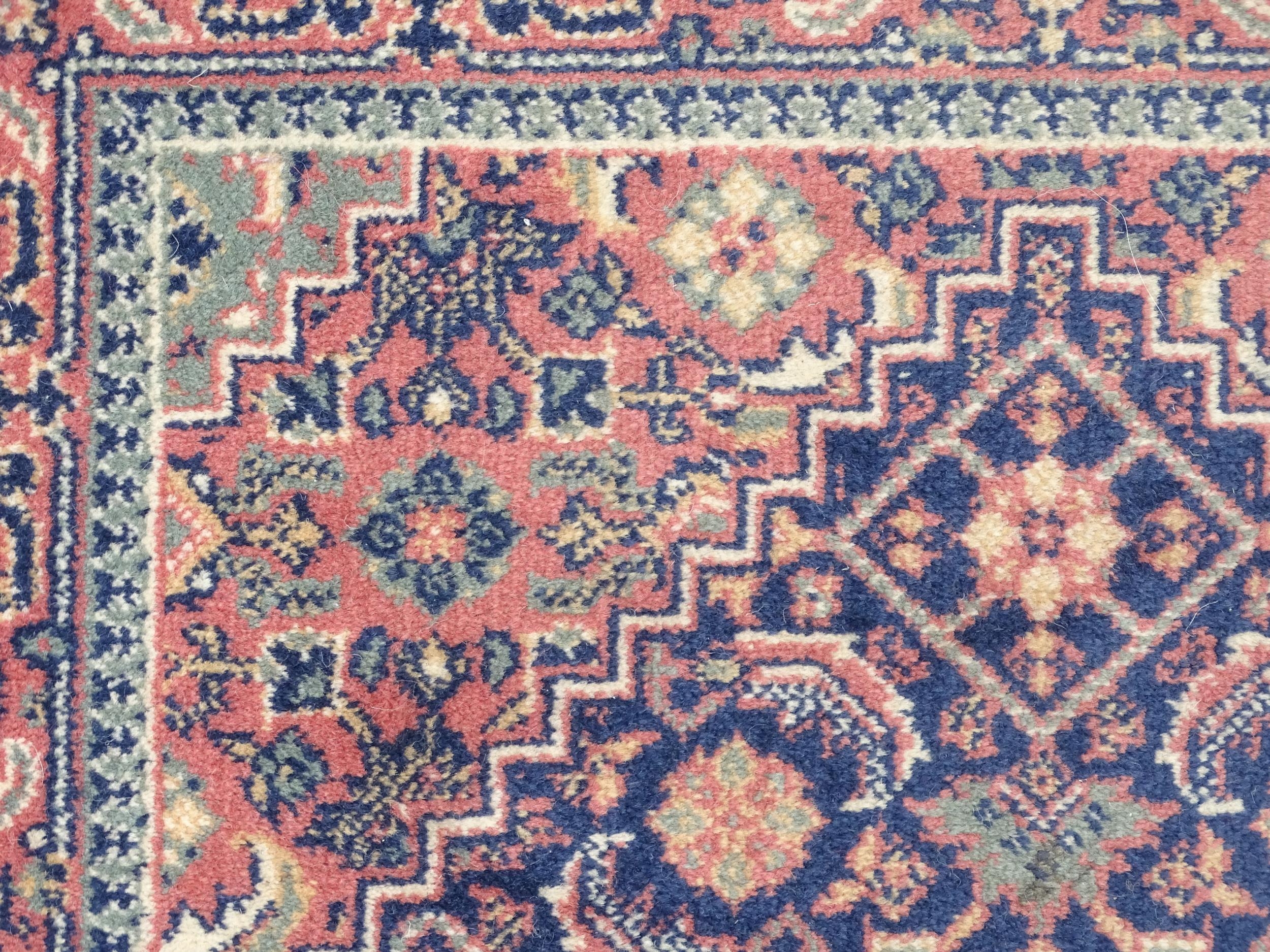Carpet / Rug : A blue ground runner decorated with three central medallions with floral and scroll - Image 5 of 8