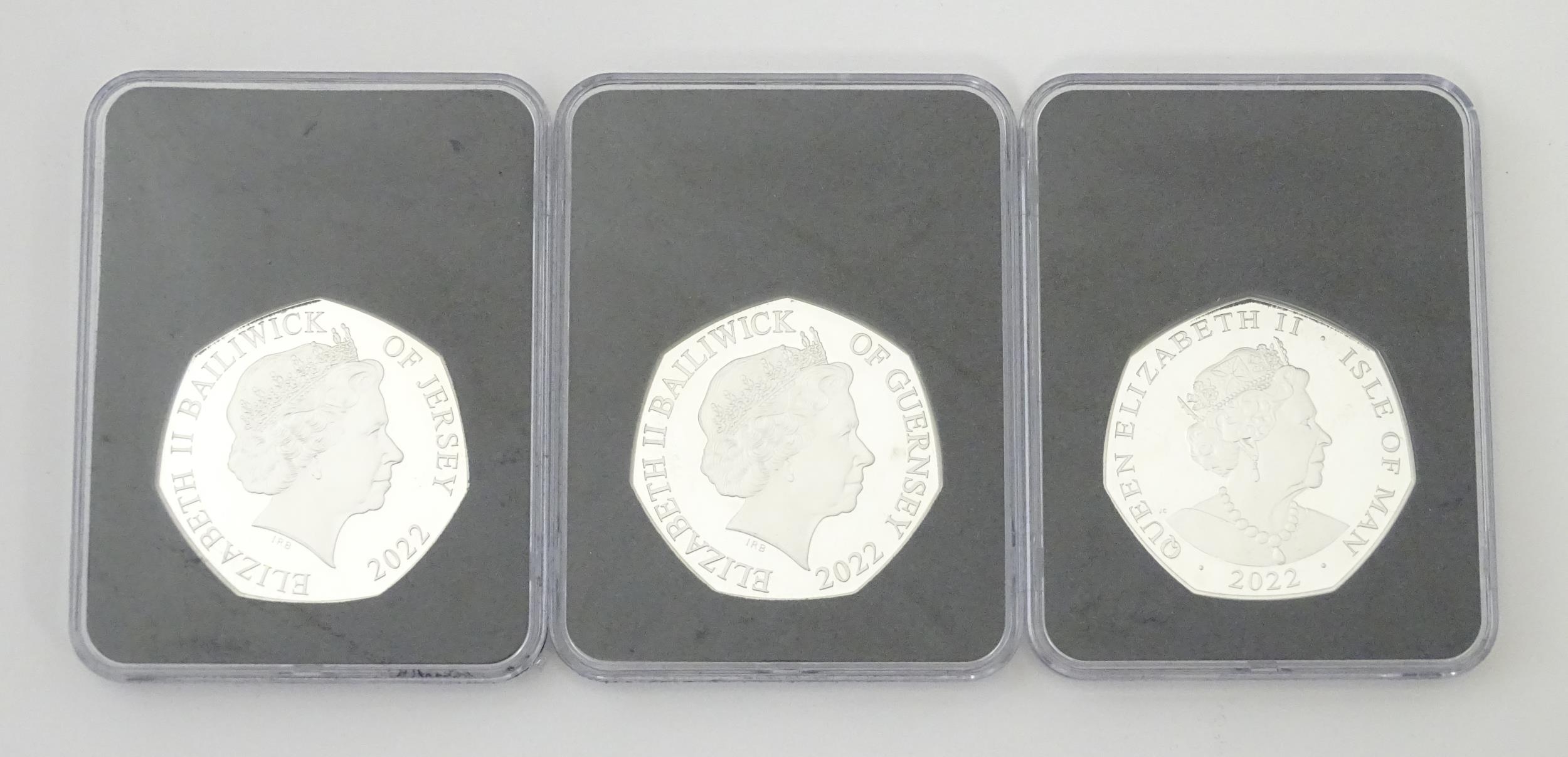Coins : a cased Royal Mint Queen Elizabeth II Platinum Jubilee (1952-2002) silver 1oz 50p Datestruck - Image 8 of 10