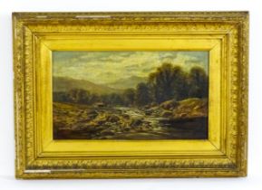 J. Bromhead, 19th century, Oil on canvas, A wooded river landscape with figures, and mountains