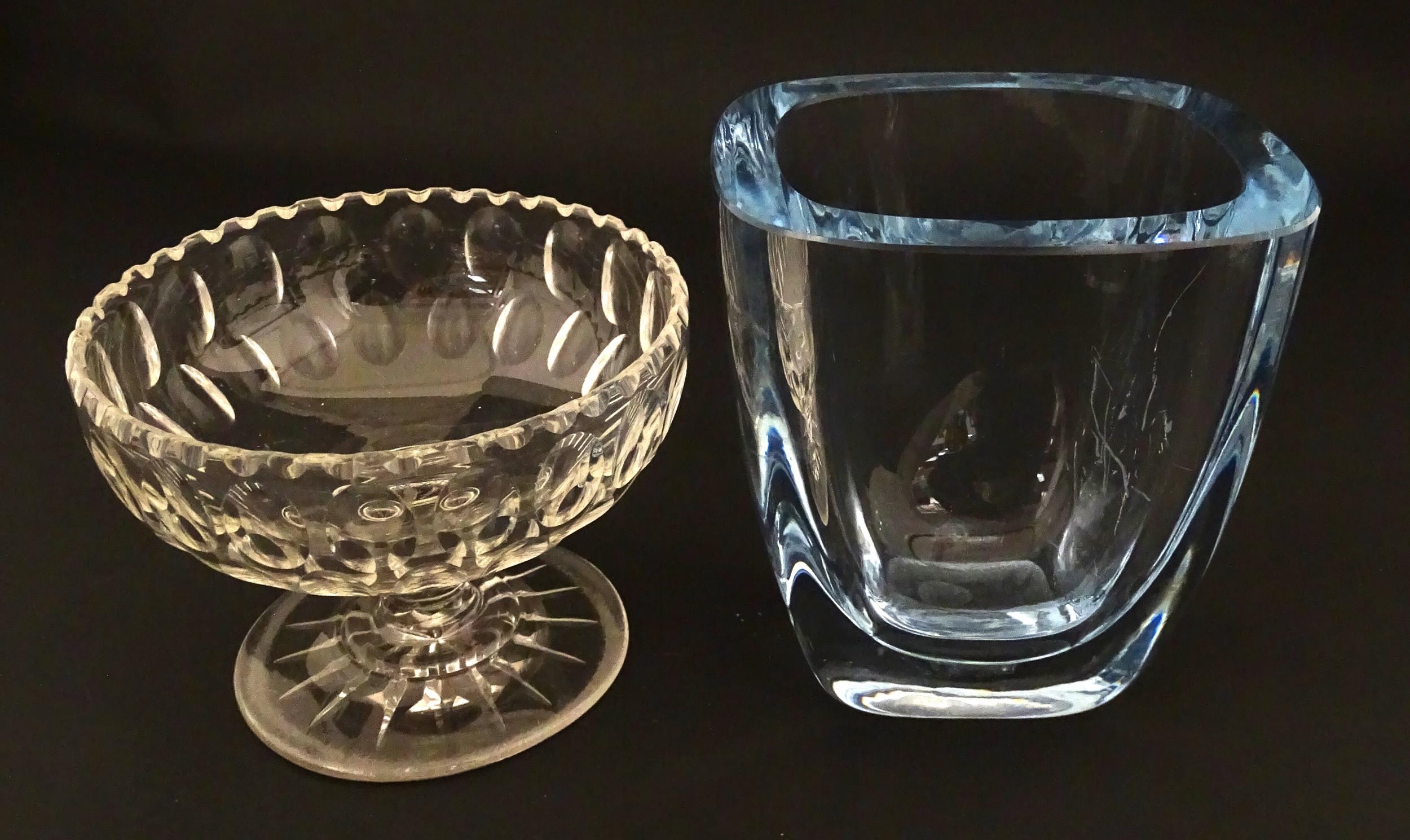 A Scandinavian Stromberg Art Glass vase designed for Strombergshyttan of Sweden. Together with a