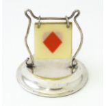 A silver plate trump card / suit indicator marker. Approx 2" high Please Note - we do not make