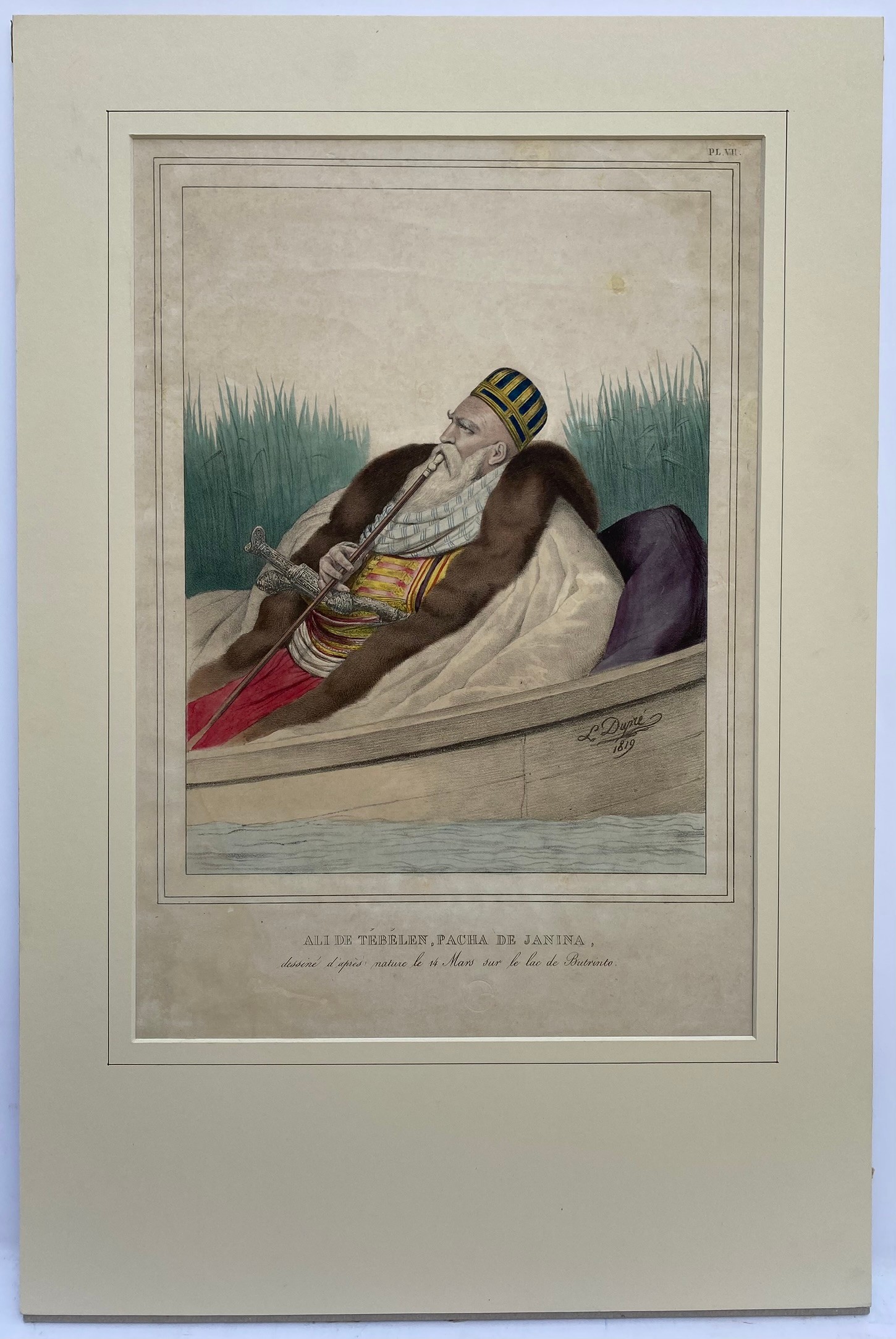 Louis Dupre (1789-1837), Original lithograph hand coloured with watercolour, Titled Ali de