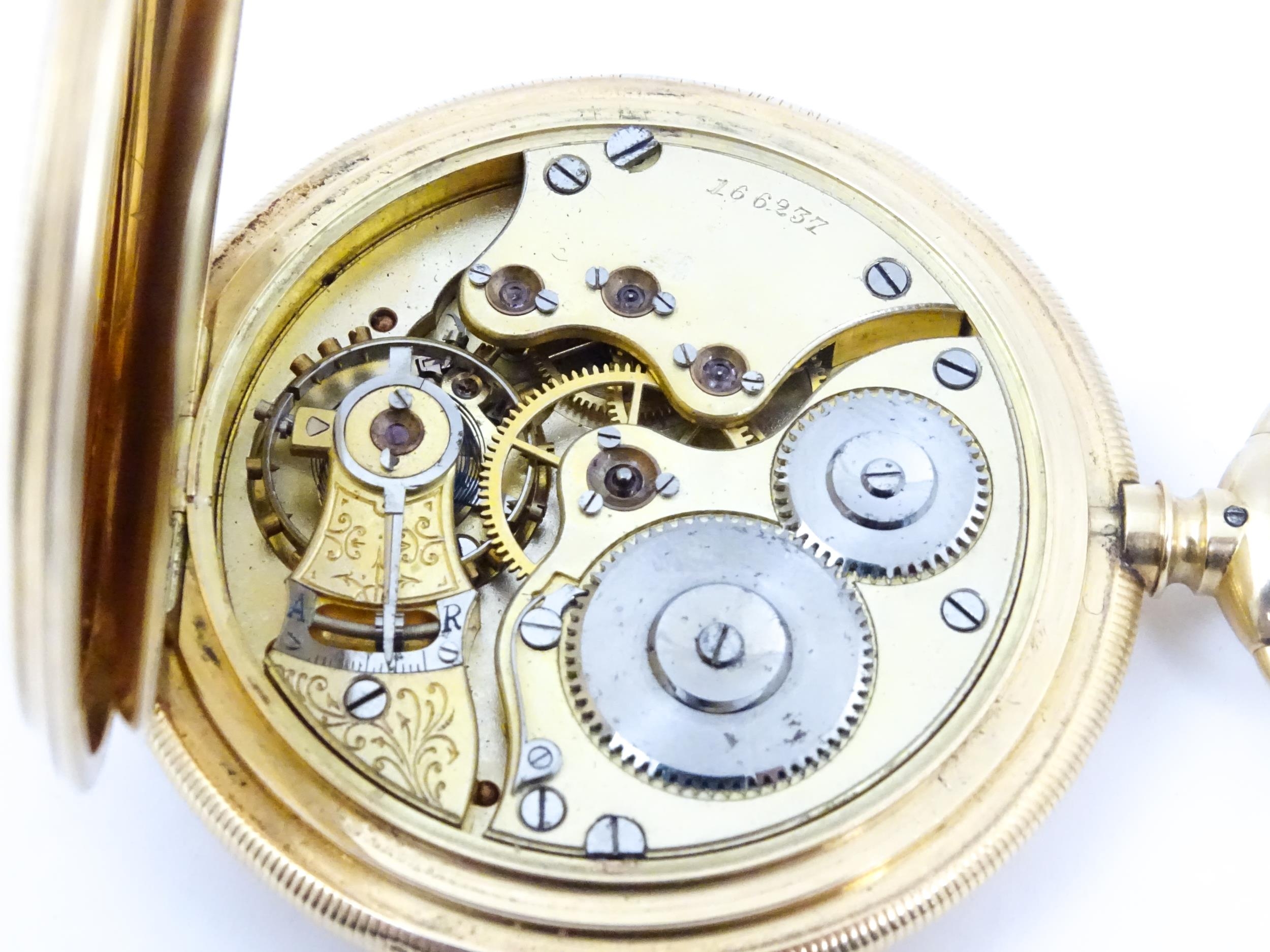 A 14ct gold pocket watch by J. J. Badollet of Geneva, The top wind watch with full hunter case - Image 8 of 10