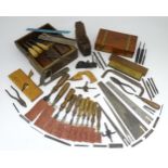 A quantity of assorted mid 20thC tools, to include chisels by Ward, Woodcock and Marples, together