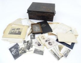 A 19thC strong box containing assorted 19th and 20thC English and German ephemera to include