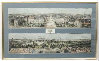 19th century, Hand coloured engraving, London in 1842 taken from the Summit of the Duke of York's