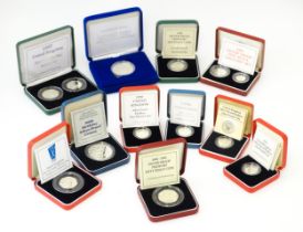 Collectors Coins: A quantity of silver collectors coins to include Silver Proof Piedfort One Pound