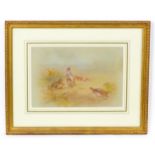 James Stinton (1870-1961), Watercolour, A study of partridge birds in a landscape. Signed lower