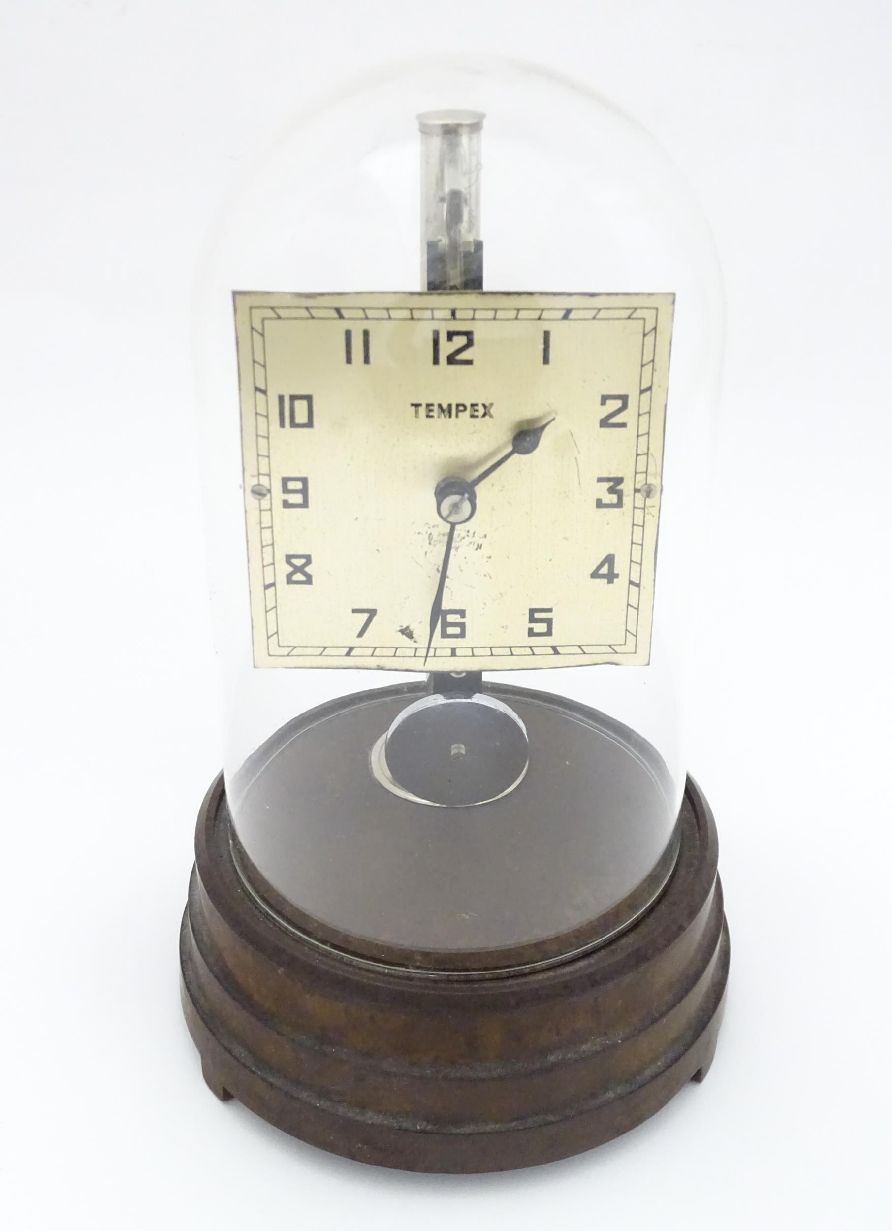 A Tempex electric clock mounted on a Bakelite base with chrome fitting. The squared dial with Arabic - Image 2 of 13