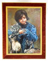 Andrew Vicari (1932-2016), Oil on canvas, La Zingarella, A portrait of a young child with three